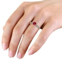 Ruby and Diamond zaručni prsten 1. Carat TW u 14K ružičastog zlata.Size 5.5