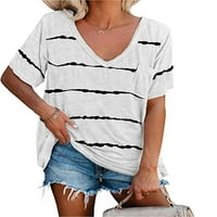 Uerlsty Ženska ležerna majica kratkih rukava s prugama s kratkim rukavima Labavi tunik Ljetni vrhovi Tee