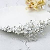 HELDIG Vjenčani češalj za kosu Silver Rhinestones Opal Crystal Vintage Bridal Clips Pribor za mladenke