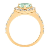 2.03ct Heart Cut - Halo - Simulirani zeleni dijamant - 18K žuti zlato - zaručnički prsten