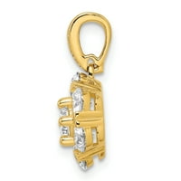 Carat u Karatsu Sterling srebrni polirani finirani zlatni zlatni -tone cz cvjetni šarm privjesak sa sterlijskim srebrnim kablovskim lanac ogrlica 18 ''