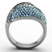TK - visoki polirani prsten od nehrđajućeg čelika sa gornjim klasnim kristalom u moru plave veličine