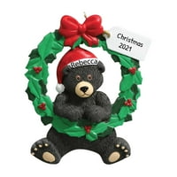 Personalizirani santa medvjedirni ukras - odmor medvjed, božićni medvjed, životinjski božićni ukrasi,