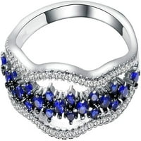 Angažovanje ljubavnih prstena za vjenčane opseg žene Fau Sapphire Inlaid šuplji prste prsten-1 SAD