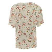 Ženska bluza Ljeto V izrez Bell rukava Bluza Ležerne prilikom labave naborane košulje Flowy Tunic Top