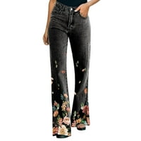 Posuvremeni komforan cvjetni printski prorez u obliku visokog struka traper poput hlača Jean pantalone