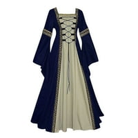 Haljina za žene, ženska vintage kratka haljina za laticu o-vratu Cosplay haljina tamno plava 3xl
