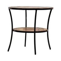 Okrugli drveni bočni stol mango drvo i metal 23.4x23.6x orah crni
