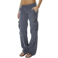 Hlače za ženske ženske gaće sa džepovima na otvorenom Ležerne prilike, građevinske radne hlače Teretne hlače Žene Ljetne hlače Žene Tamno sivo XL