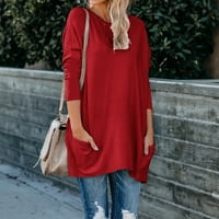 Ženska seksi modna pulover okrugli vrat dugih rukava džepna majica TOP Napomena Molimo kupiti jednu ili dvije veličine veće