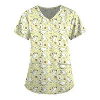 Oblube za bluze s V-izrezom Grafički otisci vrhovi kratkih rukava Ljeto za žene Žuta 4xL