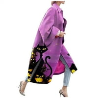 Prevelizirani kardigani za ženska modna tiskana džepna jakna Outerwear Cardigan Overcoat dugačak kaput