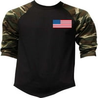 Muškarda prsa SAD Zastava Camo Raglan bejzbol majica 2x-veliki Camo