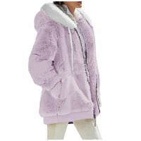 SKSLOEEG jakne za žene Trendy Fuzzy Fleece ljubičaste dukseve Zip up gorke odjeće sa džepovima, svijetlo