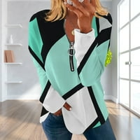 Blouse patentni zatvarač s dugim rukavima TOP ženska povremena berba geometrijska patchwork color pulover