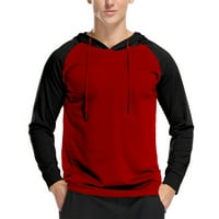 Muške majice sa kapuljačama za jesen ugrađeni su blok u boji patchwork dugih rukava košulja za dno trendy dnevna ulična stil Sport Top bluza Khaki M