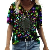 Košulje za ženski modni ležerni digitalni mjesec i zvjezdani ispis s kratkih rukava s kratkim rukavima