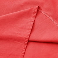Ženske oblače kratki rukav Mid-duljina moda A-line pune V-izrez ljetna haljina crvena xl