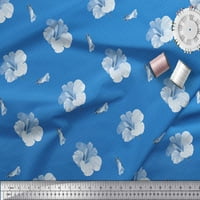 Soimoi Blue Rayon tkanina točka i cvjetna otisnuta zanata tkanina od dvorišta široka