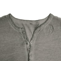 KPOPLK MEN V VACT majice Lagane majice Pamuk pulover Ležerne prilike s dugim rukavima, Slim Fit Grey, XXL