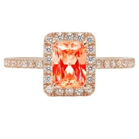 1.86ct smaragdni rez crveni simulirani dijamant 18k ružičasti ružičasti zlato graviranje izjava bridalna