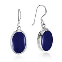 Jednostavno elegantni ovalni plavi lapis-lazuli na silu srebrne na minđuše