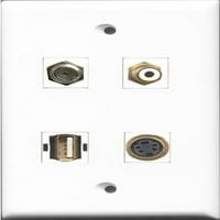 Riteav Port RCA White i Port CoA kablovska TV - F-tipa i priključak USB A-A i Port S-Video Wall Plate