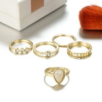 Kiplyki Veleprodaja ženskih modnih geometrijskih dijamantskih prstena s pet komada nakita