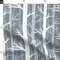 Cover Saten Duvet, King Cali King - Zimska šuma Šumska stabla Podružnice Mod Ledeno sivo Bijeli Božićni print Prilagođeni posteljina od kašičice