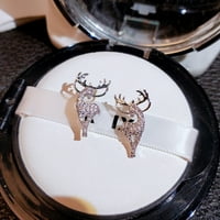 Modne žene rhinestone elk srebrne ušne naušnice nakit xmas poklon
