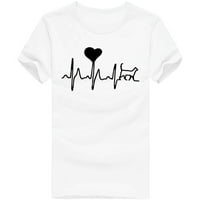 Dnevne majice za valentinovo za žene za žene Ljeto Ležerne prilike Funny Love Heart Graphic Tee Slatka