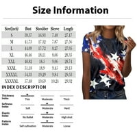 SKSLOEEg ženske bluze plus veličina Dressy casual vrhovi Američka zastava Štampani kratki rukovi bluze
