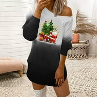 Tking Fashion Ženski povremeni božićni print Okrugli vrat Pulover dugih rukava Božićne kostime za žene