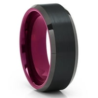 Ljubičasti vjenčani prsten, crnim volfram prsten, zaručnički prsten, vjenčani prsten, volfram karbid