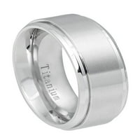 Muški titanijum vjenčani prsten bijeli četkani centar sjajni korak ivica
