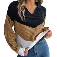 Ženski džemperi Casual Flip ovratnik blok dugih rukava za jesen i zimske džempere