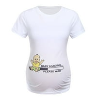 Majčinska ljetna majica kratkih rukava slatka crtani slovo Ispis punog okruglog vrata majica casual labava trudnica