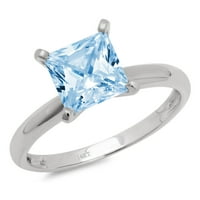 1.5ct princeza rez plavi simulirani dijamant 14k bijelo zlatni godišnjica za angažman prsten veličine 3.5