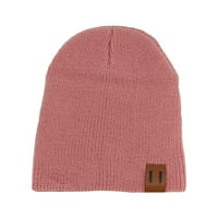 Guvpev odrasla djeca jesen zimska koža naljepnica pletena šešir vuneni šešir topla kapuljača - ružičasta,