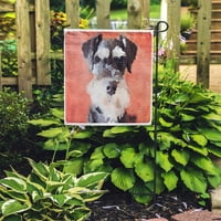 Akvarel crni minijaturni šnaucerski pas slikarski portret bijeli vrt za zastavu ukrasna zastava kuće