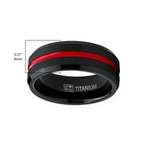 Muški vjenčani prsten od titana, crni i crveni pozlaćeni zaručni prsten, uređen, udobnost FIT 8