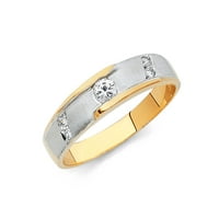 Jewels 14k bijeli i žuti zlatni prsten dva tonska okrugla kubična cirkonija cz Muška godišnjica vjenčanica