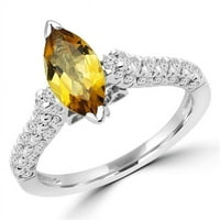 Veličanstvo dijamanti MD180157-4. 1. CTW Marquise Yellow Citrine Vintage V-PRONG koktel prsten u 14k