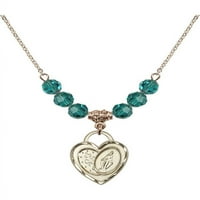 Ogrlica sa pozlaćenom zlatom Hamilton sa plavim decembarskim rodnim mjesecom kamene perle i čudesan šarm srca