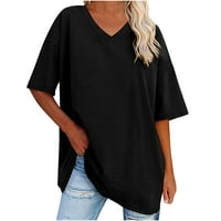 Ženski bluze Ljetni čvrsti crni pola rukava s kratkim labavim bluzama
