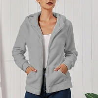 Fluffy jakne od zyekqe plus veličine za žene pamuk dugih rukava zatvarač kapuljače s kapuljačom s kapuljačom