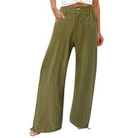Duge pantalone za žene elastične pamučne pantalone Hlače Žene pune boje proljeće Jesen Ležerne duge