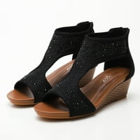 Zuwimk ženske sandale, ženski udobni luk potpore Ljetne ortonske tange sandale crne boje