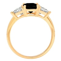 2.82ct Sjajni smaragdni rez Clear Simulirani dijamant 18k žuti zlato Trobotan prsten SZ 6.75