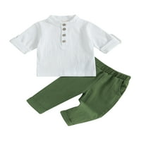 SUNISERY KIDS dječake ljetne odjeće Tipke od punog boja kratkih rukava majice i elastične struke duge hlače set odjeće